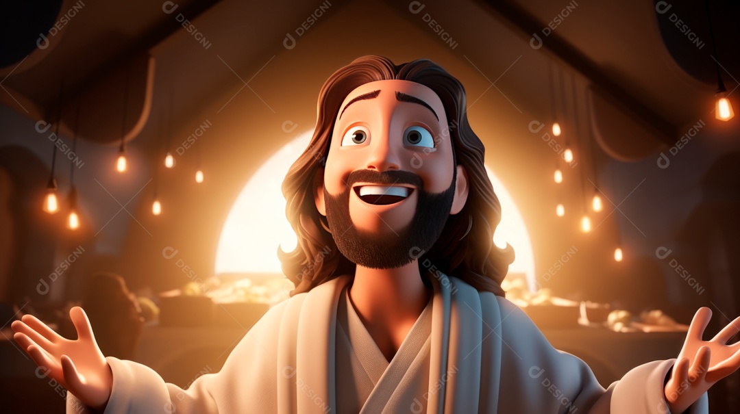 O dia da ressurreição de Jesus Cristo, 31 de março, desenho animado.