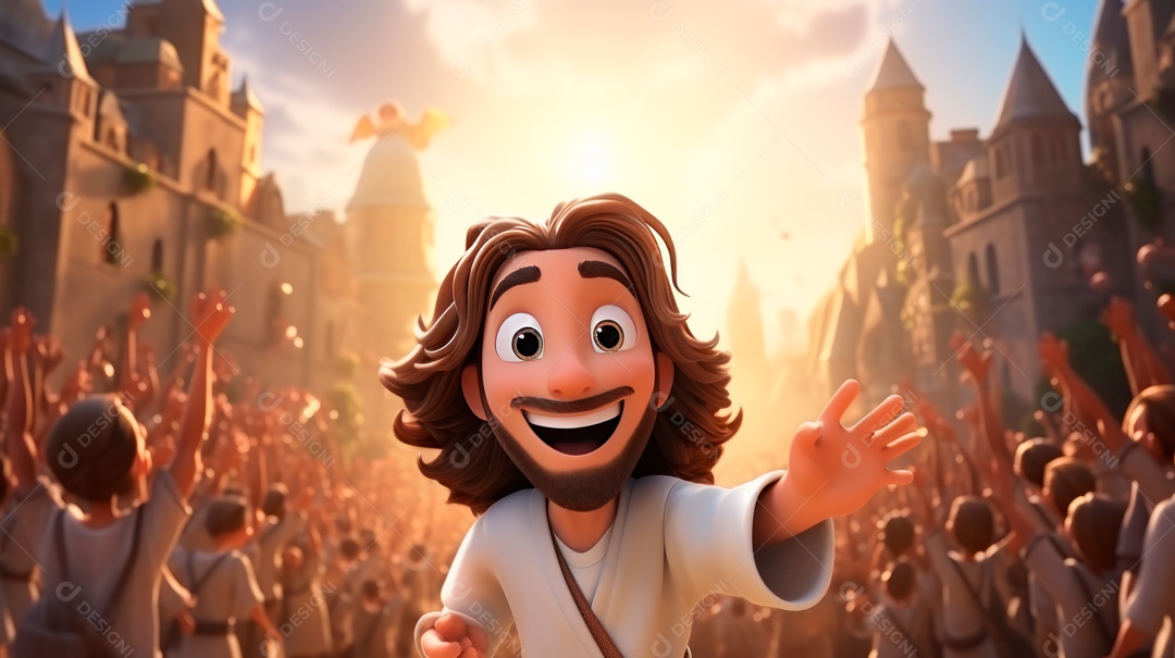 O dia da ressurreição de Jesus Cristo, 31 de março, desenho animado.