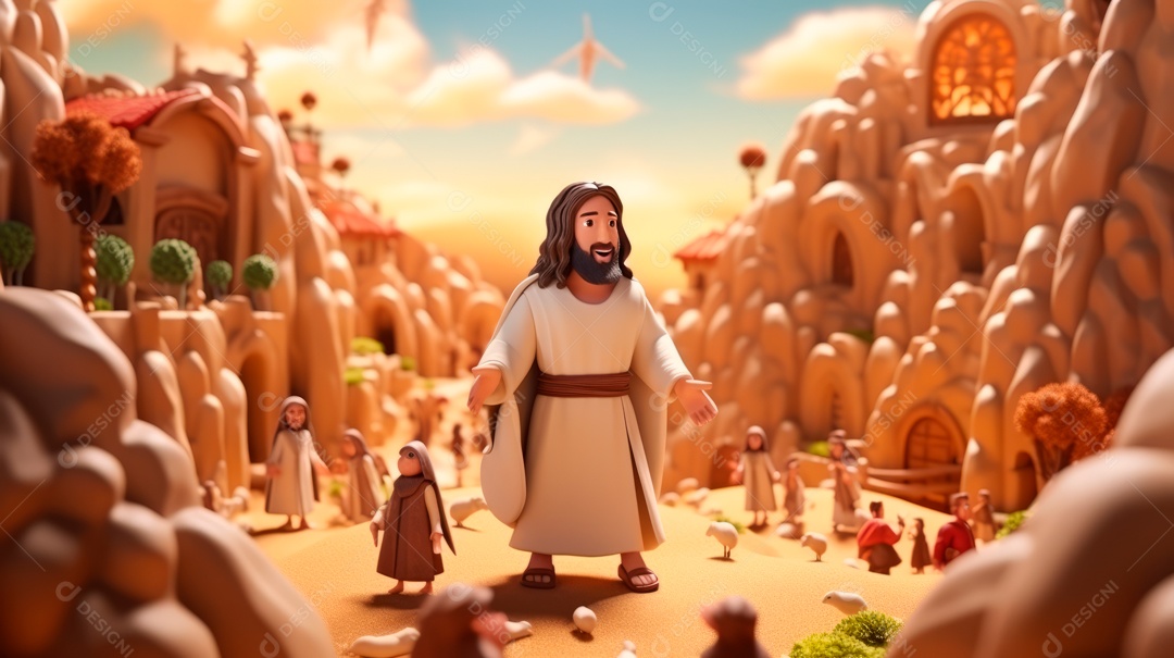 O dia da ressurreição de Jesus Cristo, 31 de março, desenho animado.