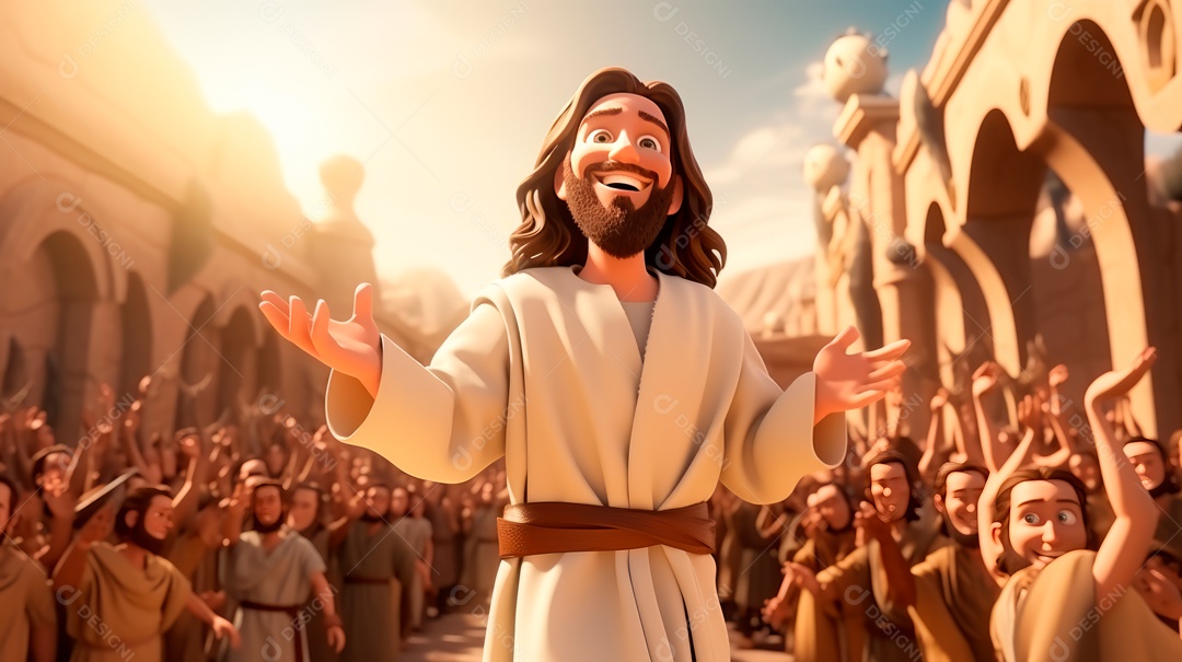 O dia da ressurreição de Jesus Cristo, 31 de março, desenho animado.