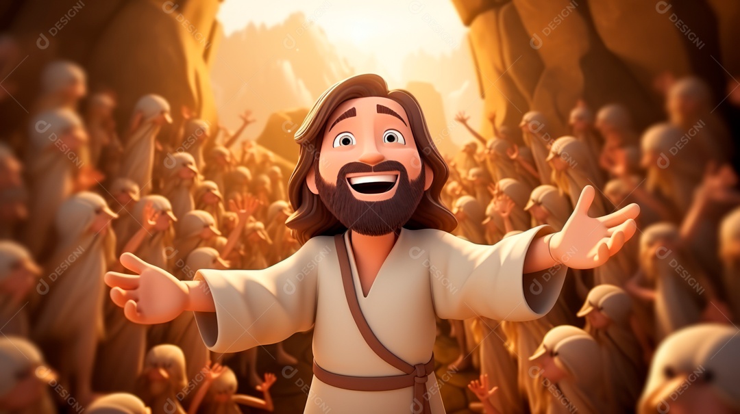 O dia da ressurreição de Jesus Cristo, 31 de março, desenho animado.