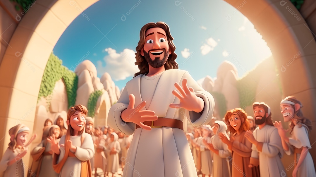 O dia da ressurreição de Jesus Cristo, 31 de março, desenho animado.