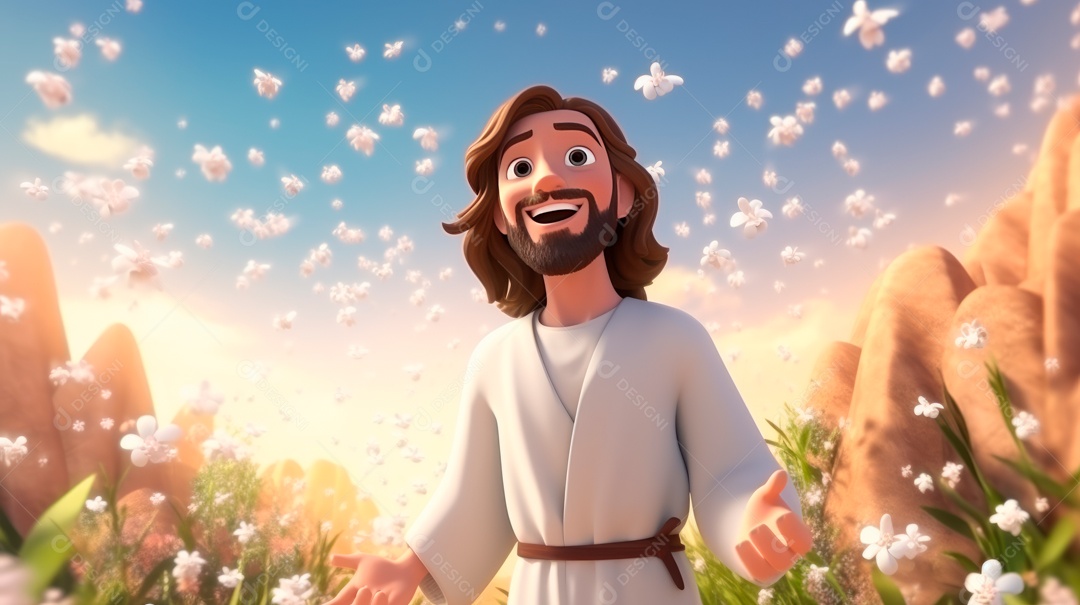 O dia da ressurreição de Jesus Cristo, 31 de março, desenho animado.