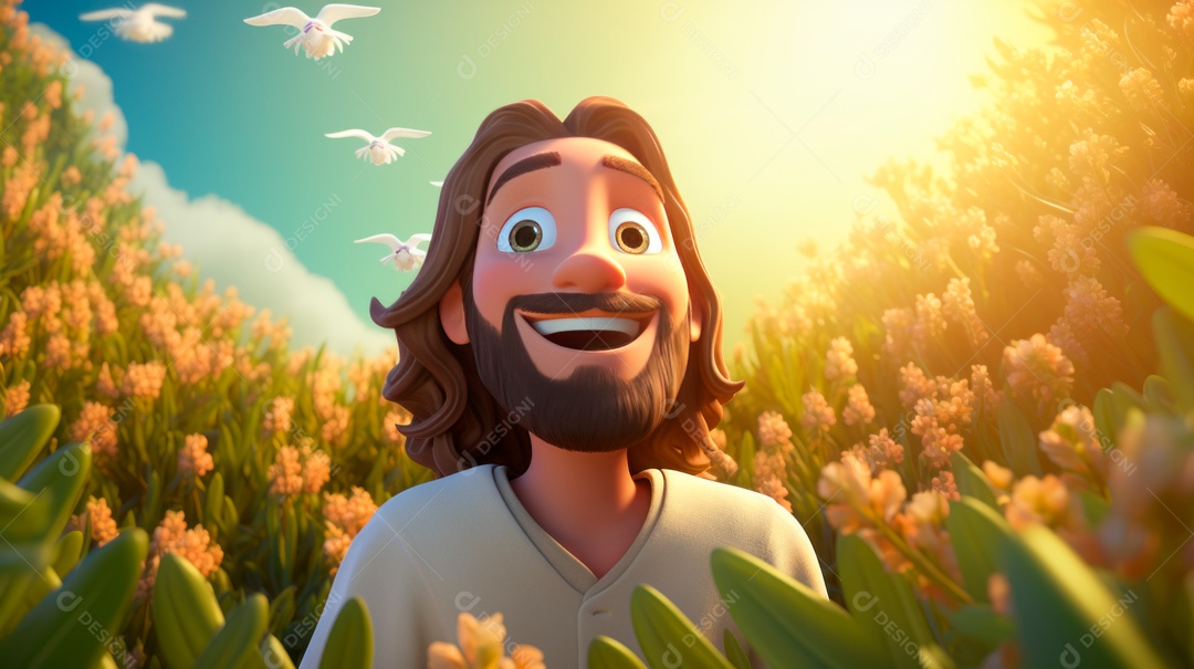 O dia da ressurreição de Jesus Cristo, 31 de março, desenho animado.