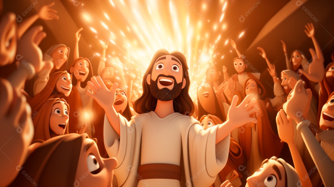 O dia da ressurreição de Jesus Cristo, 31 de março, desenho animado.