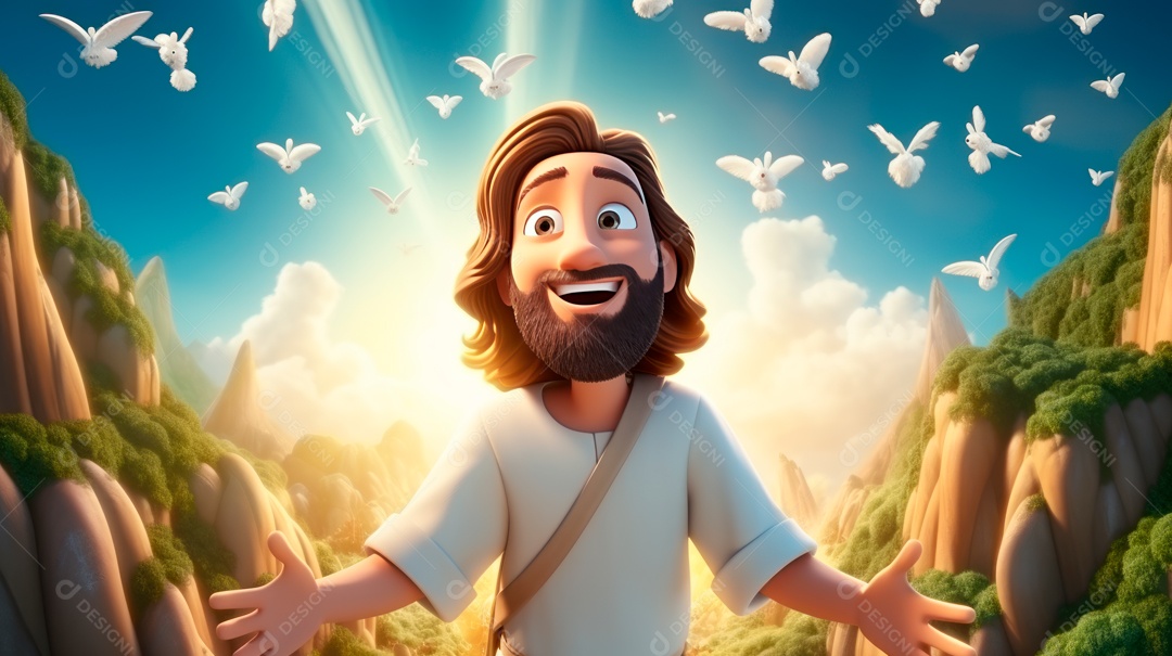 O dia da ressurreição de Jesus Cristo, 31 de março, desenho animado.