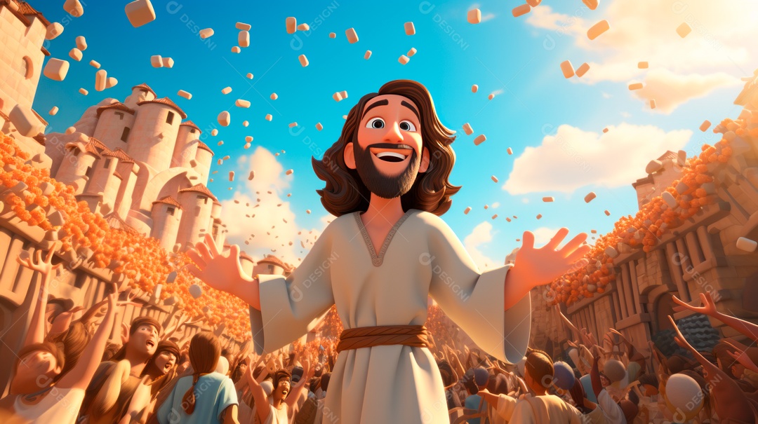 O dia da ressurreição de Jesus Cristo, 31 de março, desenho animado.