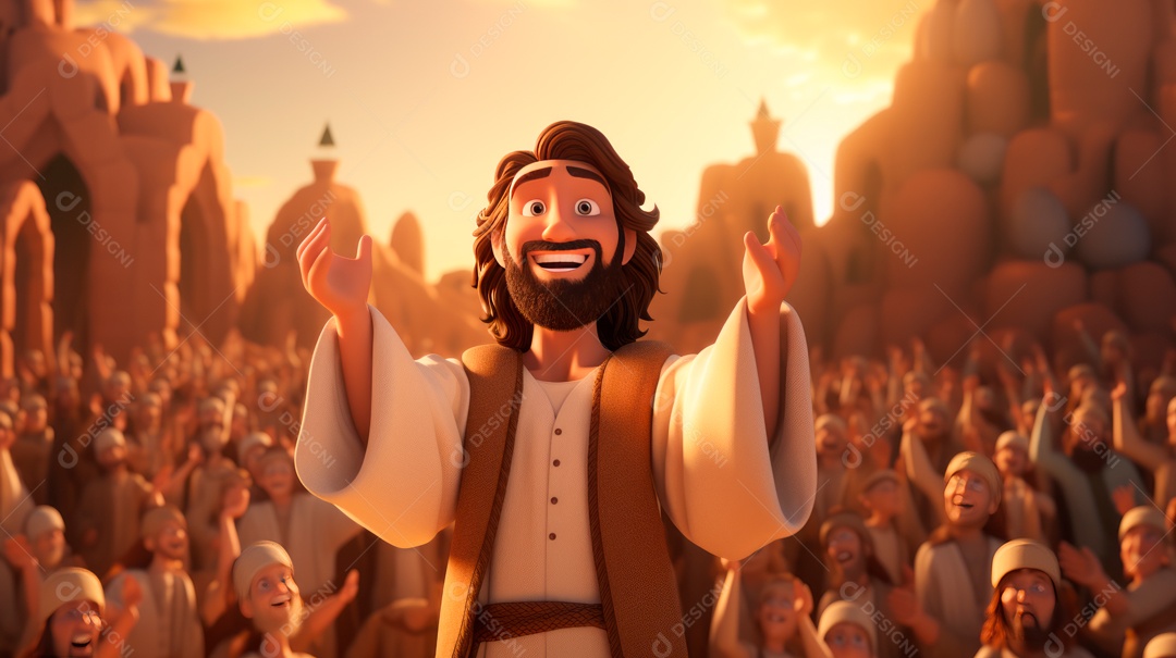 O dia da ressurreição de Jesus Cristo, 31 de março, desenho animado.