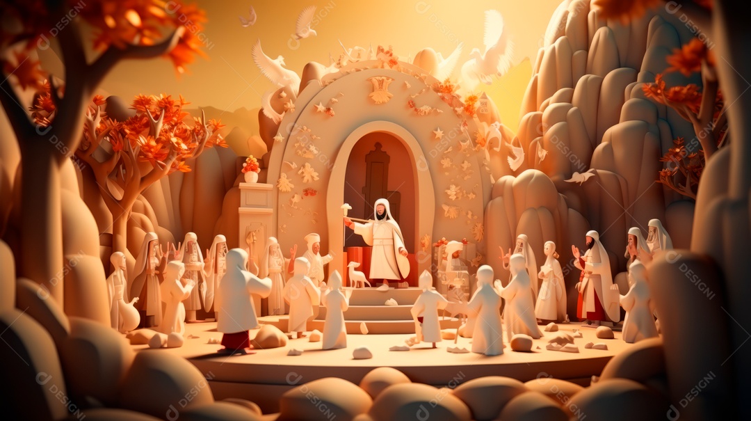 O dia da ressurreição de Jesus Cristo, 31 de março, desenho animado.