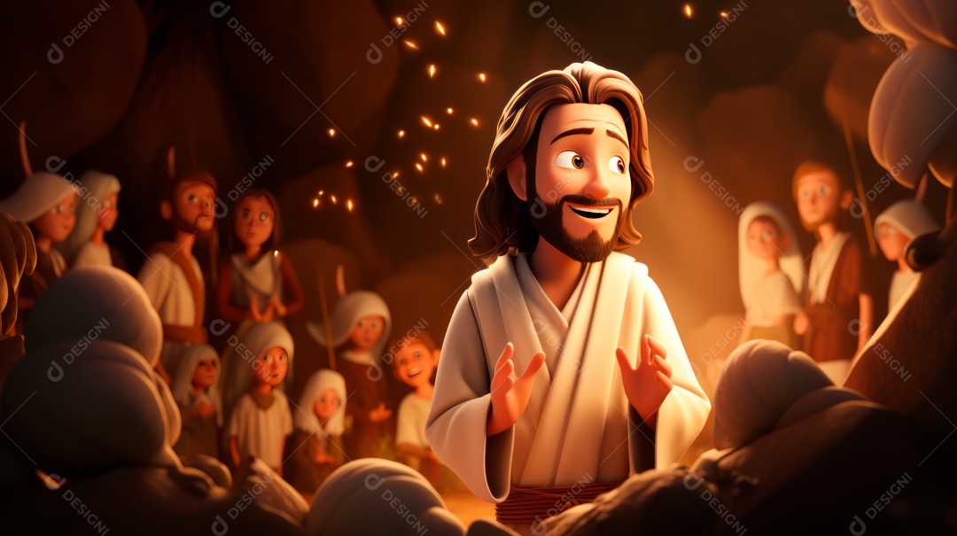 O dia da ressurreição de Jesus Cristo, 31 de março, desenho animado.