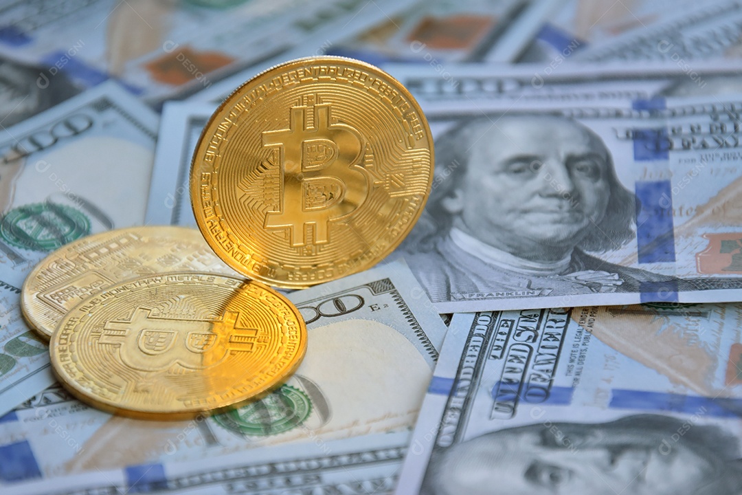 Dólar americano e moeda digital Bitcoin juntos