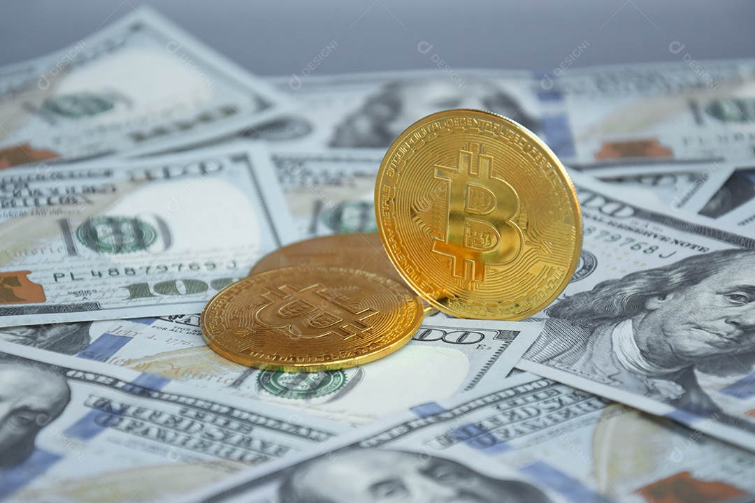 Dólar americano e moeda digital Bitcoin juntos