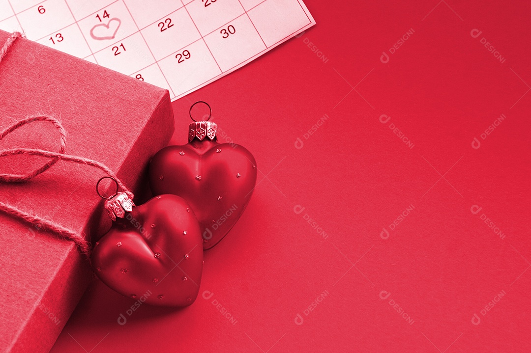 Presentes e calendário conceito dia dos namorados