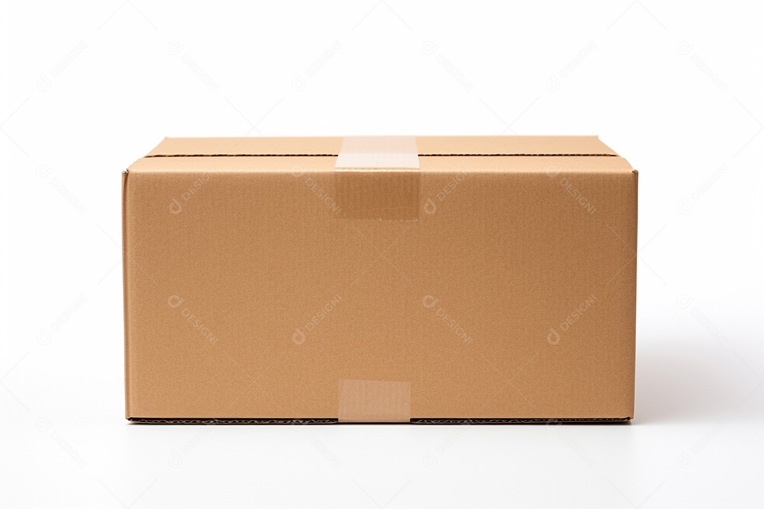 Uma caixa de papelão em um fundo branco Generative IA