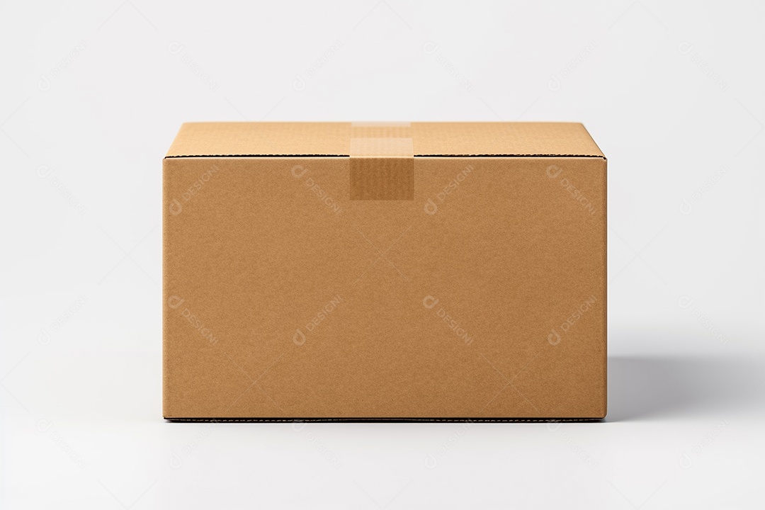 Caixa de papelão sobre fundo branco isolado generative IA