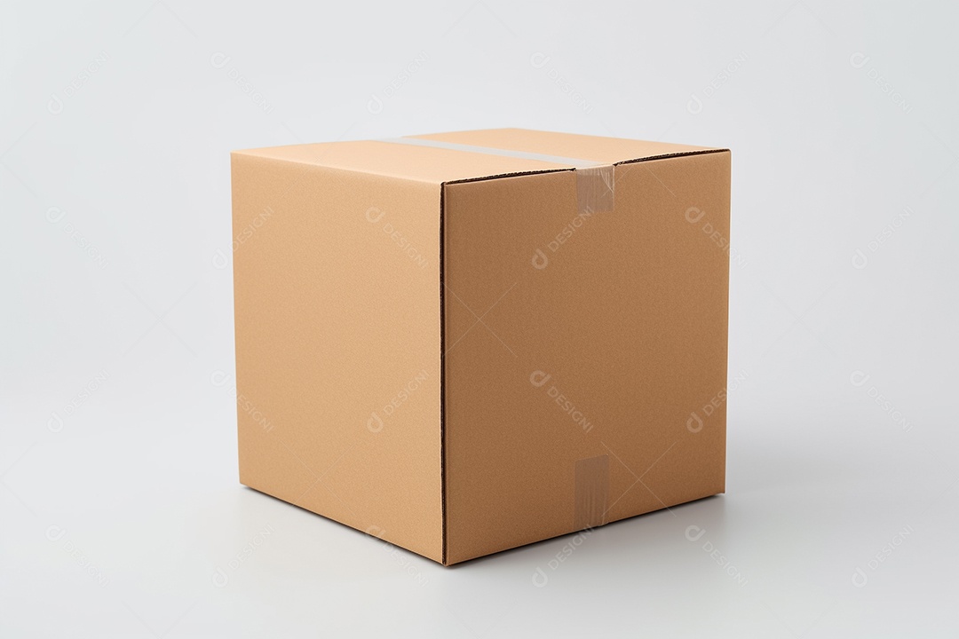 Caixa de papelão sobre fundo branco isolado generative IA