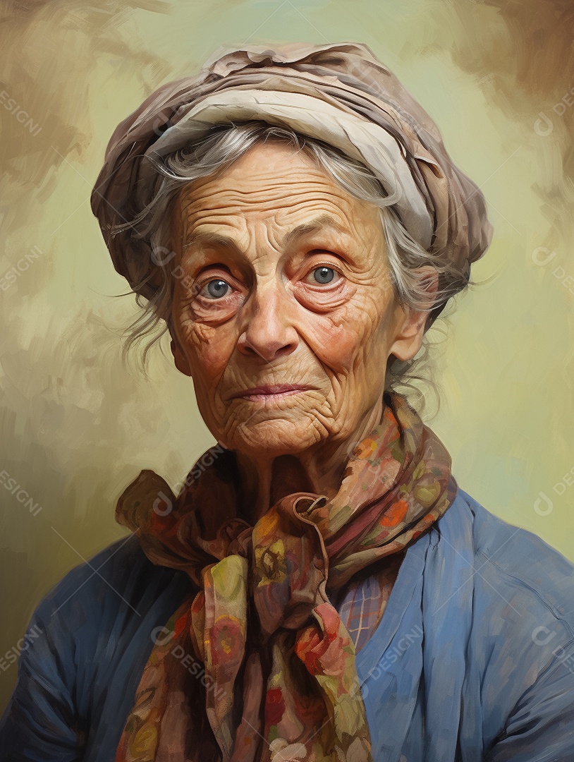 Retrato de uma senhora idosa Estilo de pintura a óleo IA generativa