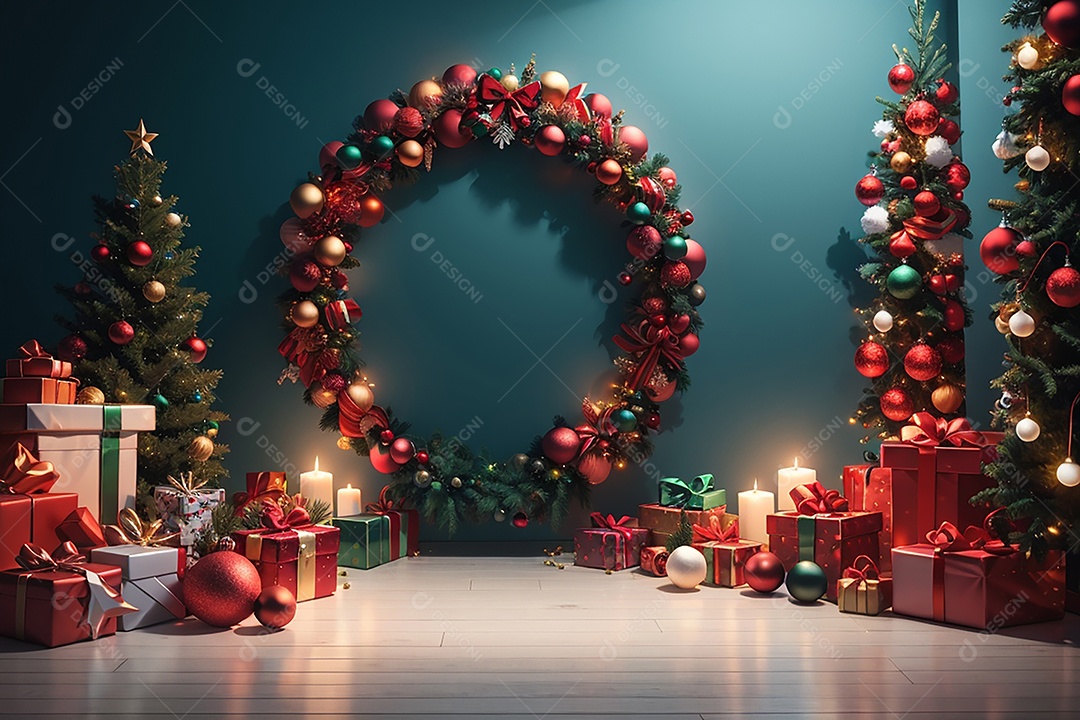 Fundo de borda de árvore de natal