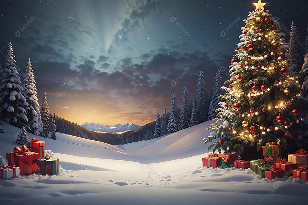 Fundo de borda de árvore de natal