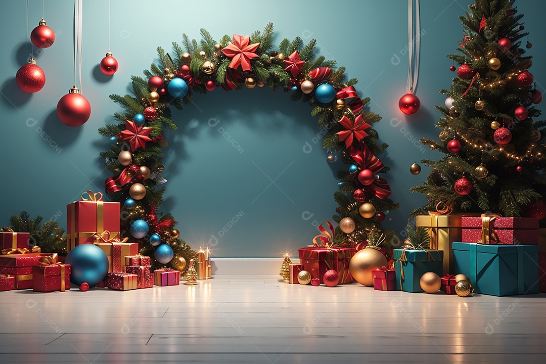 Fundo de borda de árvore de natal