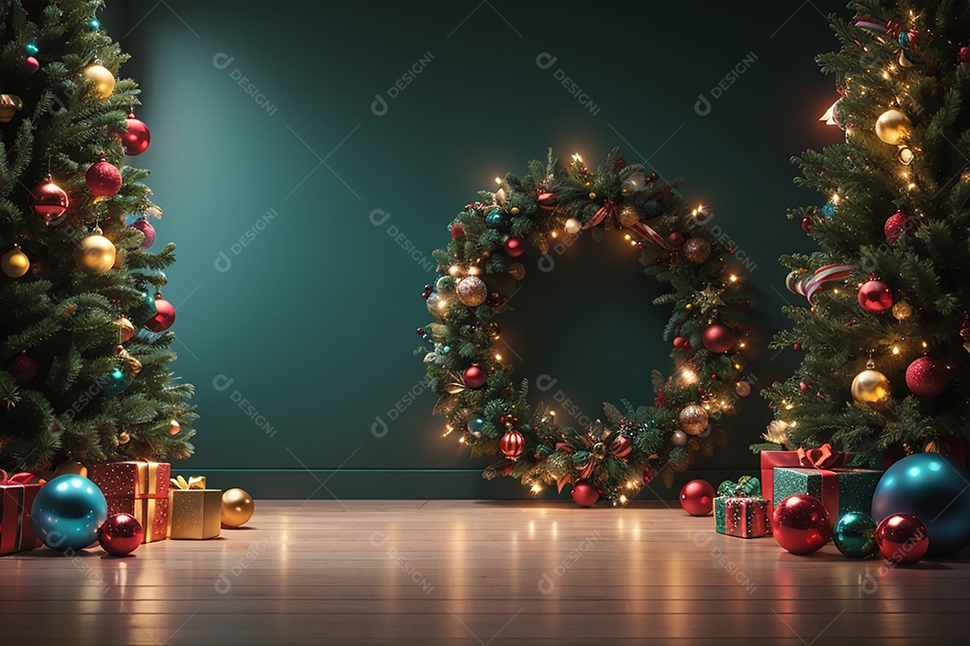 Fundo de borda de árvore de natal