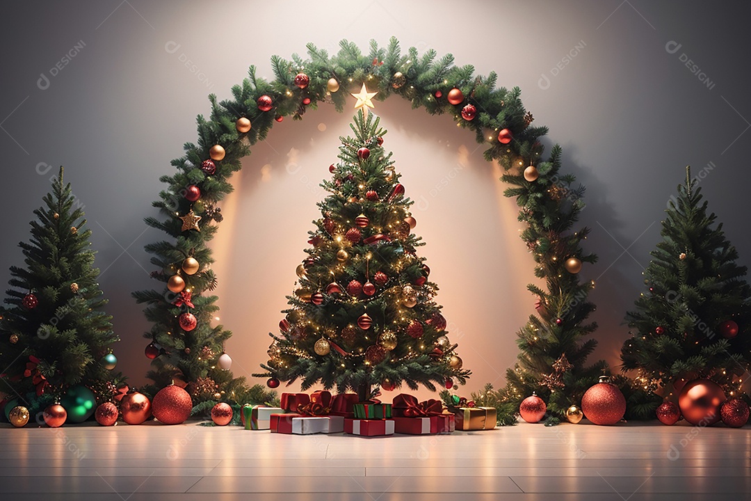 Fundo de borda de árvore de natal