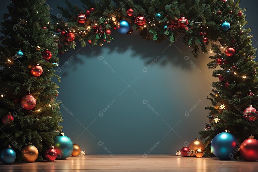 Fundo de borda de árvore de natal