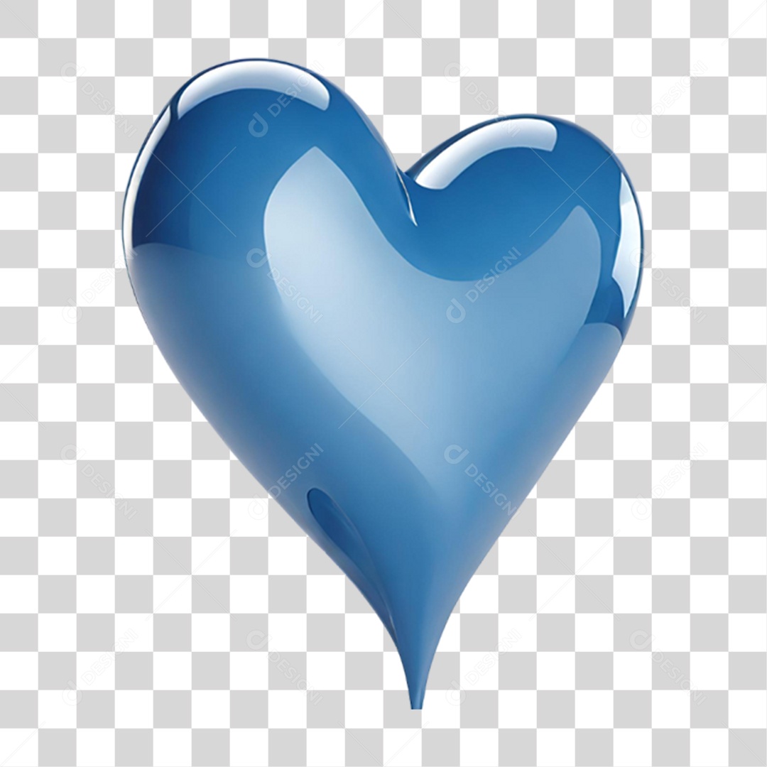 Coração Azul Transparente em PNG Transparente