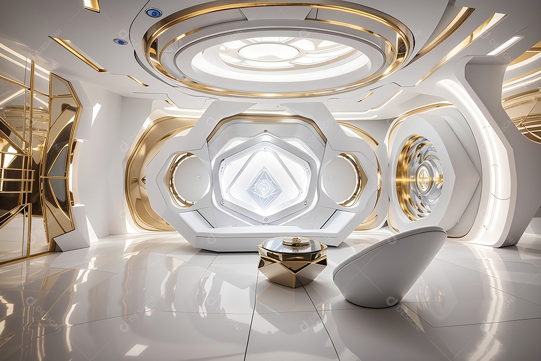 Vislumbrando a sala Futurista Enigma em ouro branco