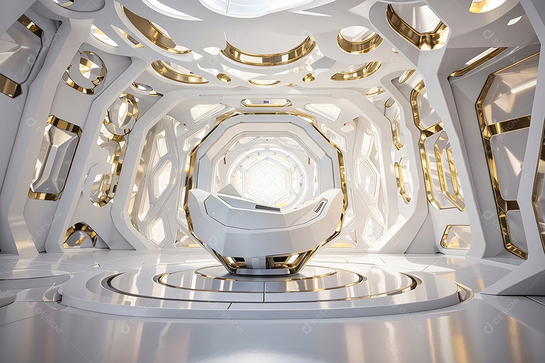 Vislumbrando a sala Futurista Enigma em ouro branco