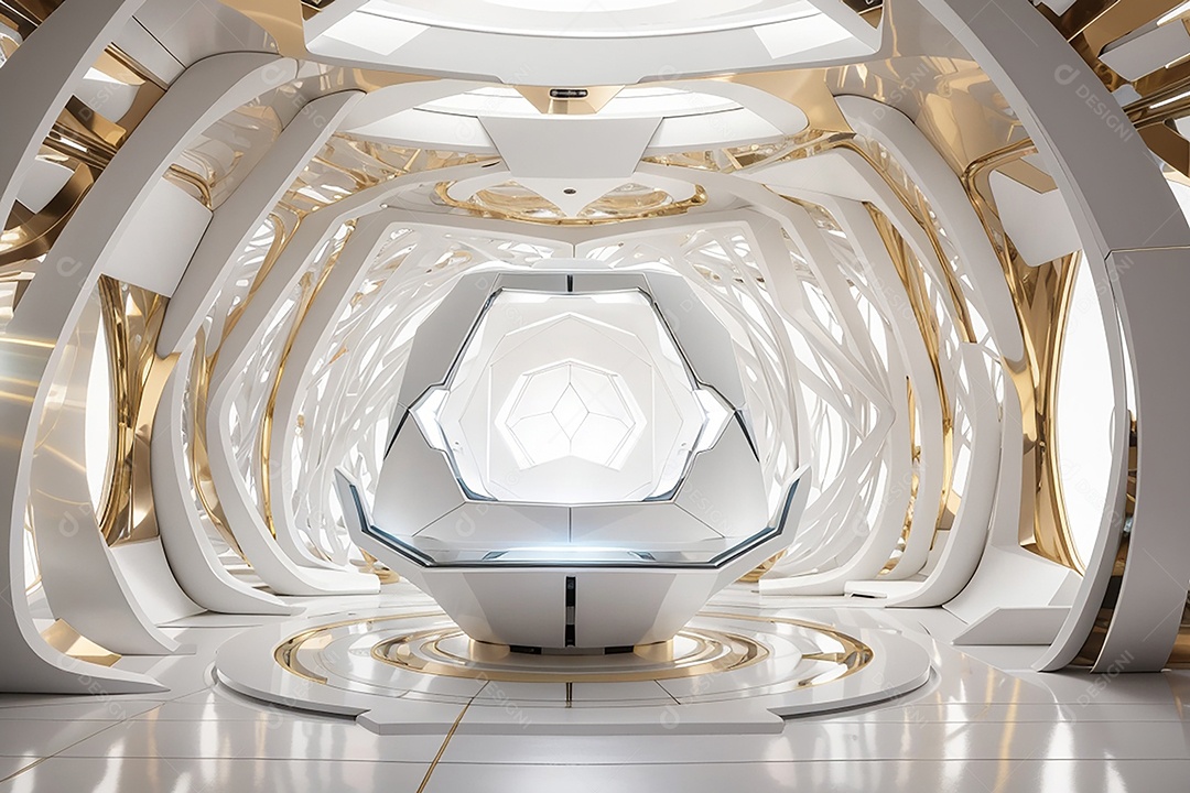 Vislumbrando a sala Futurista Enigma em ouro branco