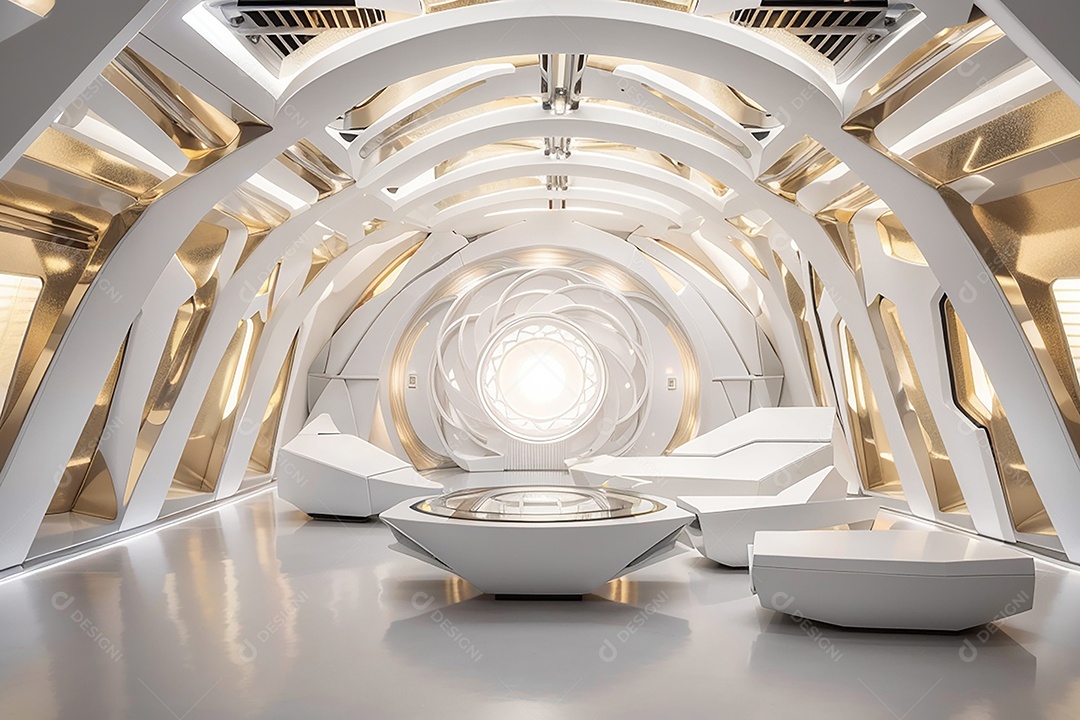 Vislumbrando a sala Futurista Enigma em ouro branco