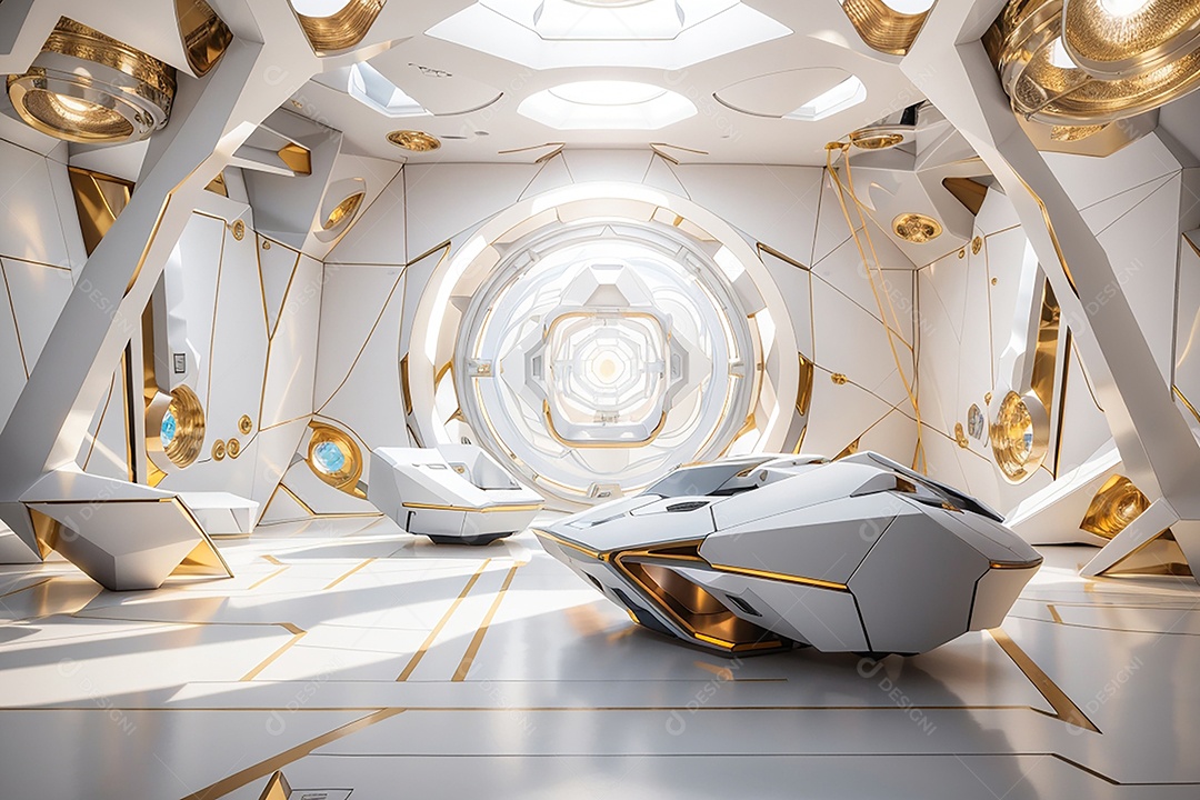 Vislumbrando a sala Futurista Enigma em ouro branco