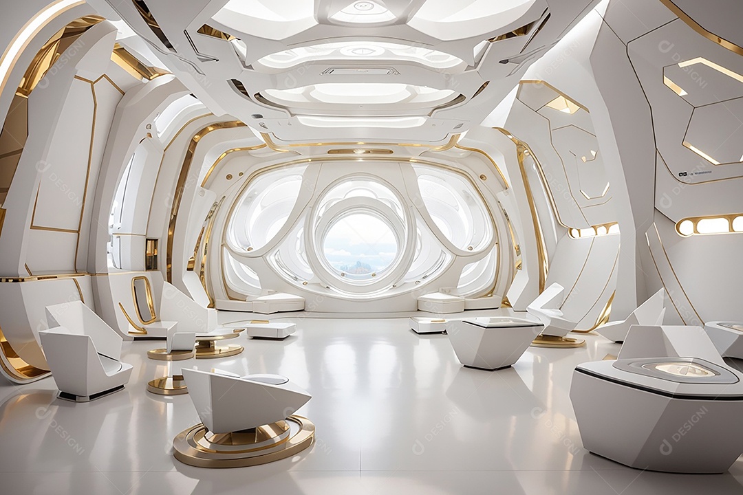 Vislumbrando a sala Futurista Enigma em ouro branco