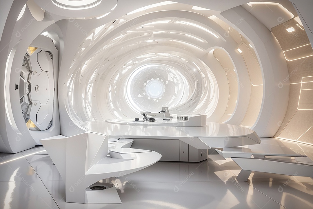 Vislumbrando a sala Futurista Enigma em ouro branco