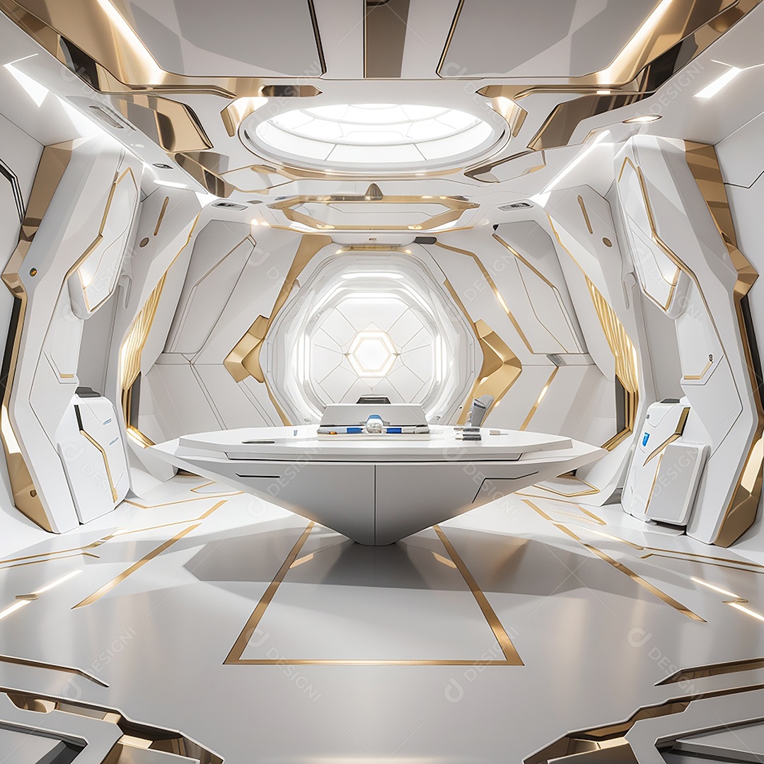 Vislumbrando a sala Futurista Enigma em ouro branco