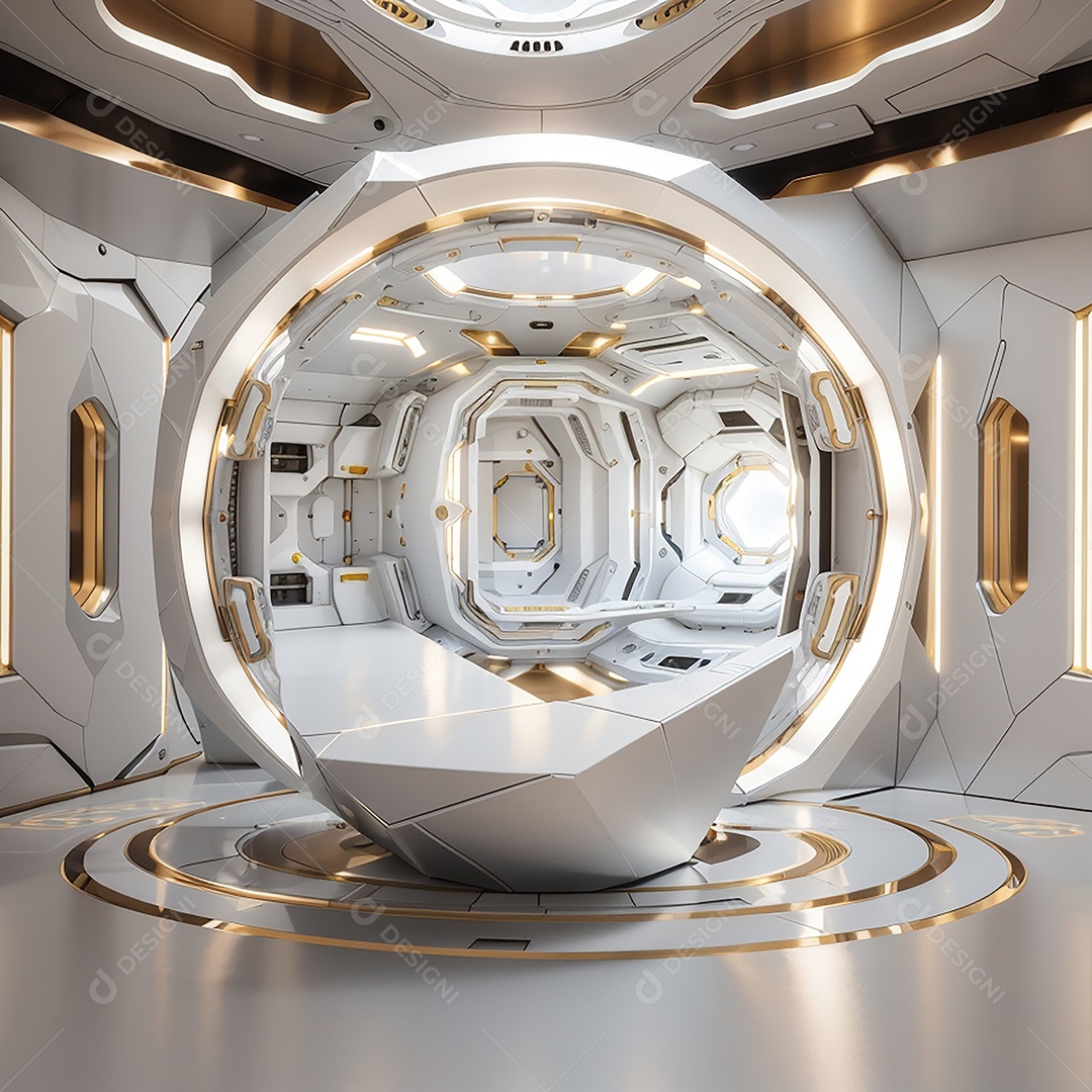 Vislumbrando a sala Futurista Enigma em ouro branco