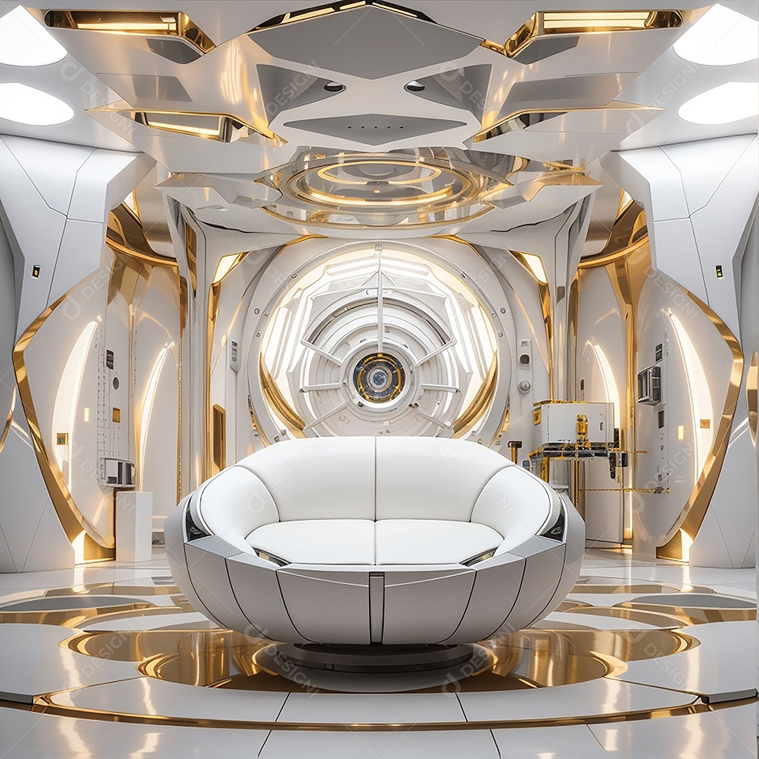 Vislumbrando a sala Futurista Enigma em ouro branco