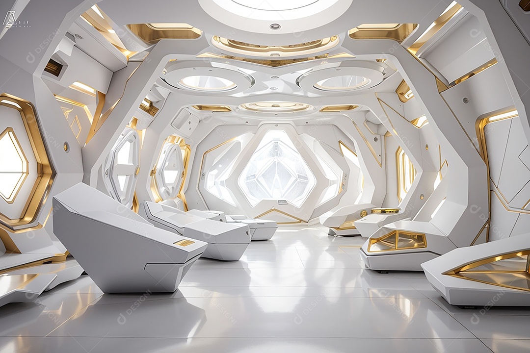 Vislumbrando a sala Futurista Enigma em ouro branco