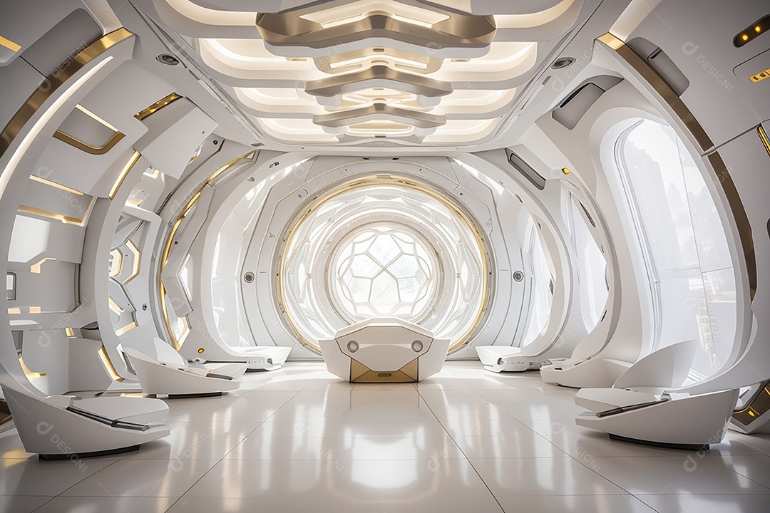 Vislumbrando a sala Futurista Enigma em ouro branco