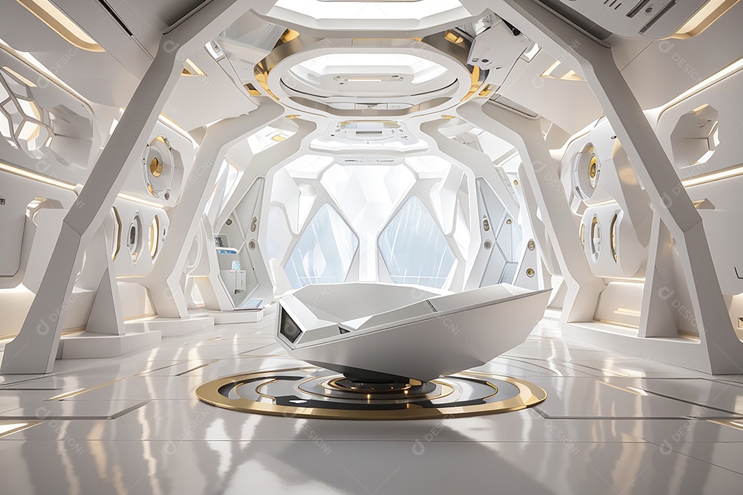 Vislumbrando a sala Futurista Enigma em ouro branco