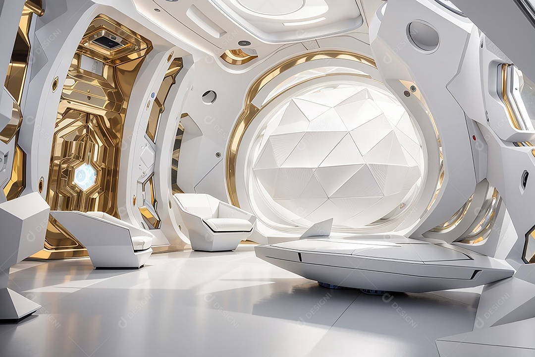 Vislumbrando a sala Futurista Enigma em ouro branco