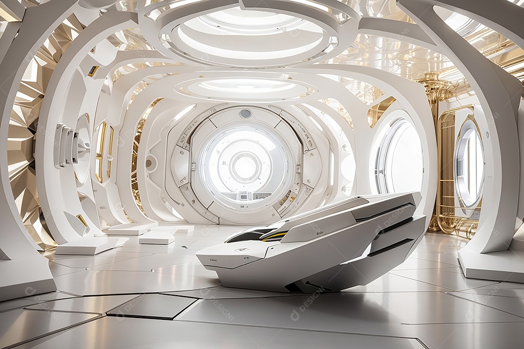 Vislumbrando a sala Futurista Enigma em ouro branco