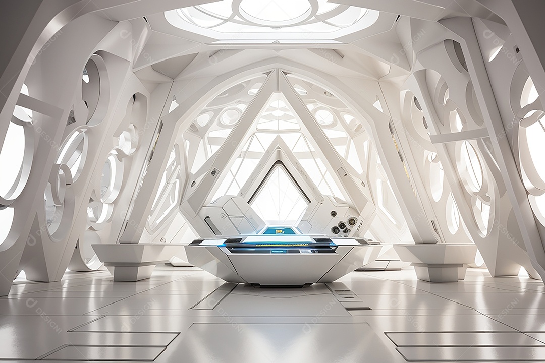 Vislumbrando a sala Futurista Enigma em ouro branco