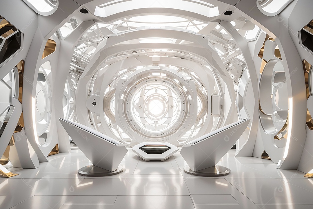 Vislumbrando a sala Futurista Enigma em ouro branco