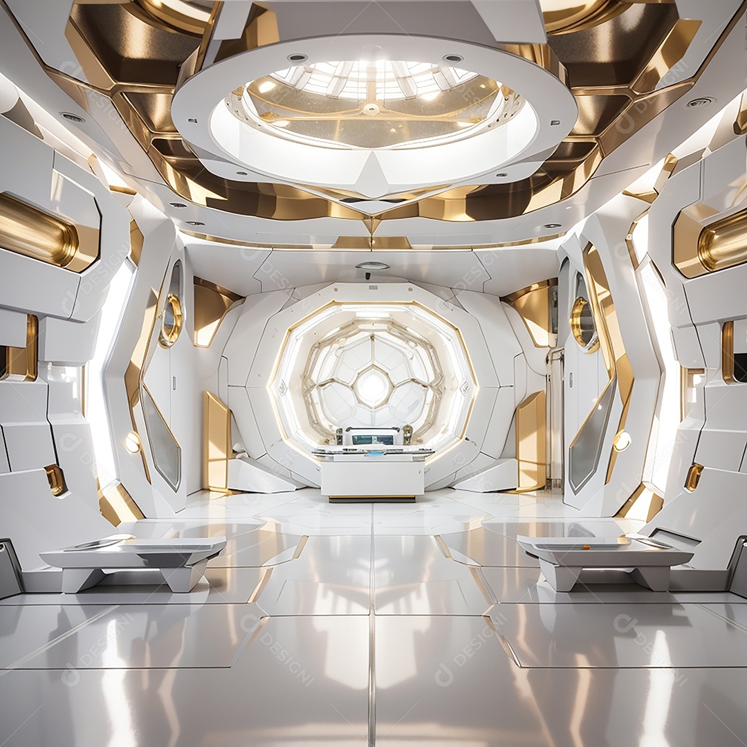 Vislumbrando a sala Futurista Enigma em ouro branco