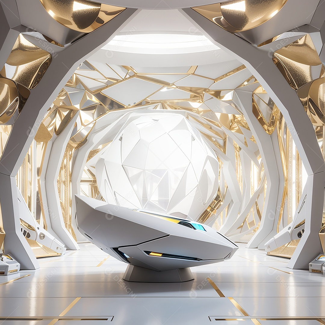 Vislumbrando a sala Futurista Enigma em ouro branco