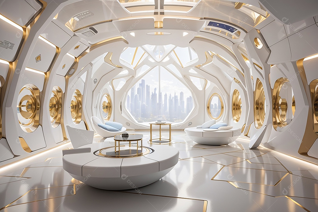 Vislumbrando a sala Futurista Enigma em ouro branco