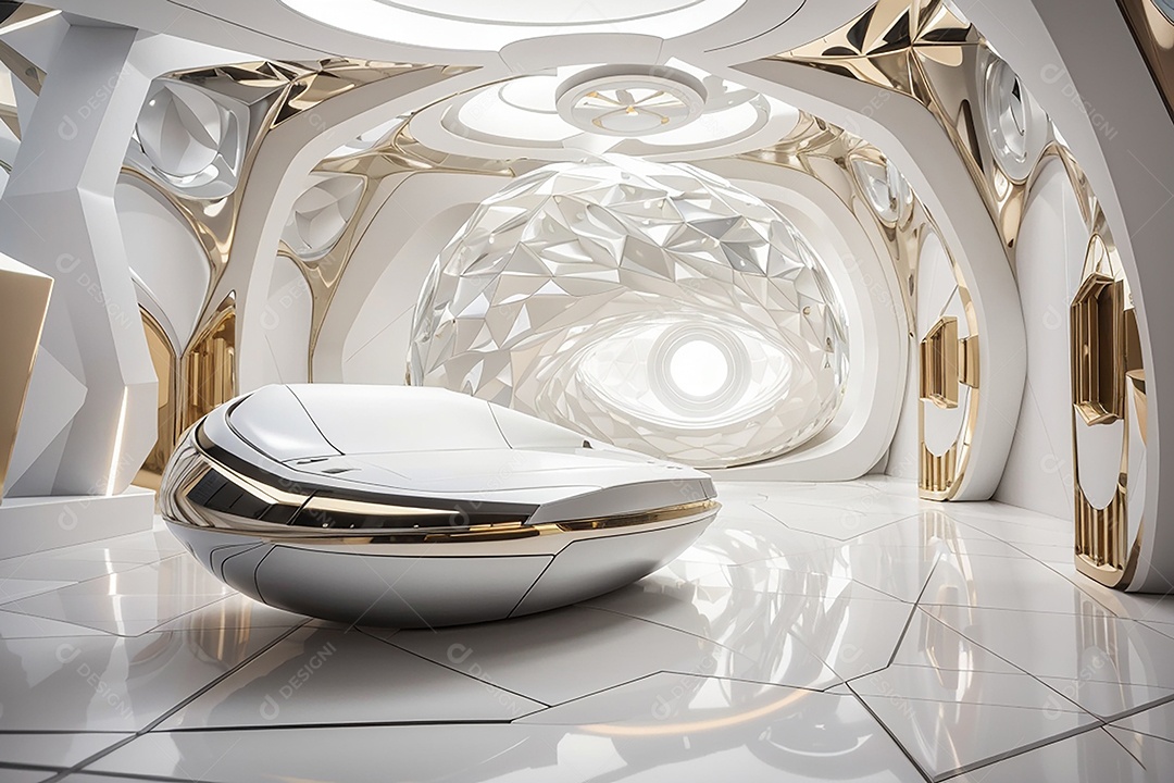 Vislumbrando a sala Futurista Enigma em ouro branco