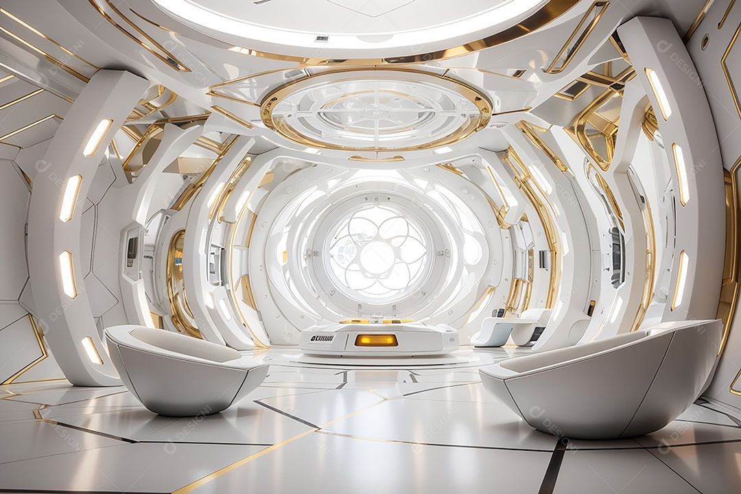 Vislumbrando a sala Futurista Enigma em ouro branco